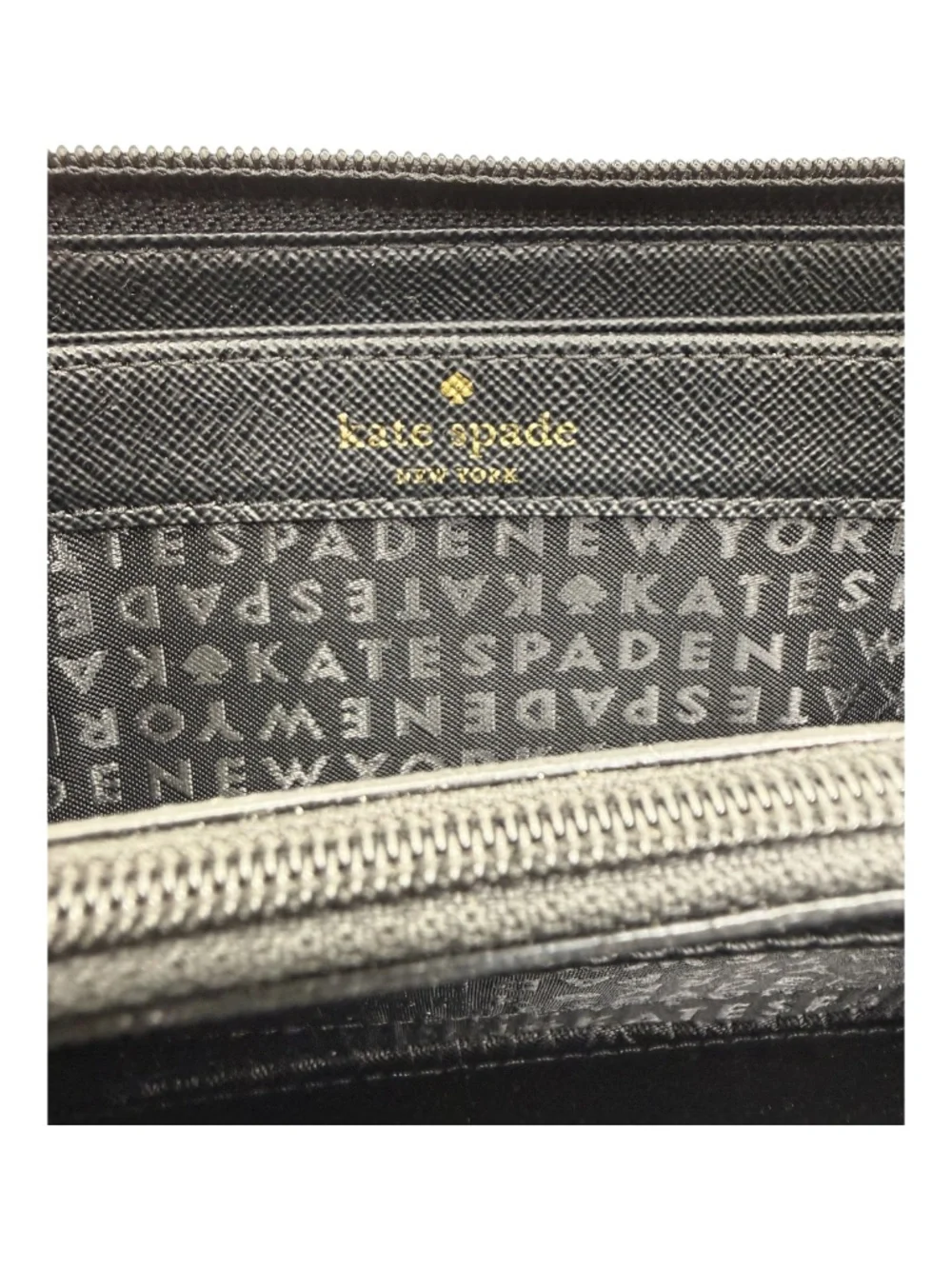 Kate Spade Women's Black Wallet with Silver Glitter Polka Dots